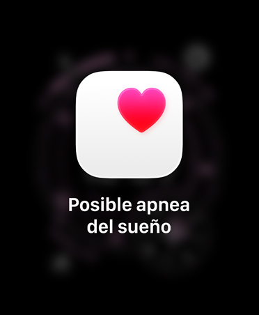 Notificación de posible apnea del sue?o, corazón rosa en un recuadro blanco