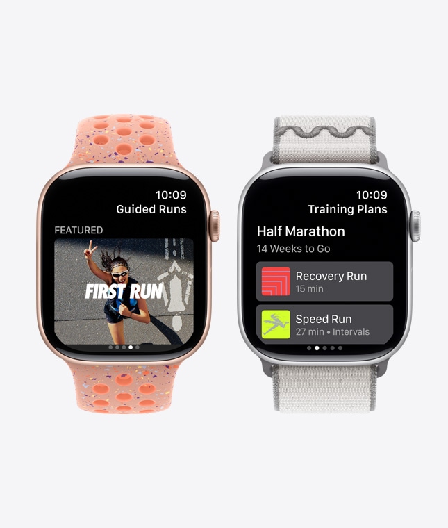 R?zné Apple Watch Series 11, aplikace Nike Run Club, funkce audiotrénink? a tréninkovych plán?