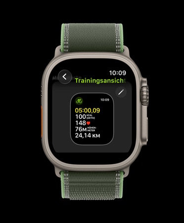 Apple Watch Ultra 3, Titangeh?use, Farbe Natur, Bildschirm: Trainingsansichten bearbeiten