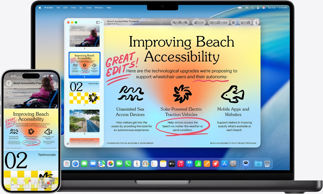 iPhone ja MacBook k?rvuti, nii et MacBookis on n?ha peegeldamisfunktsioon. Vidinad Calendar ja Notes ekraani ülaosas, rakendused alaosas.