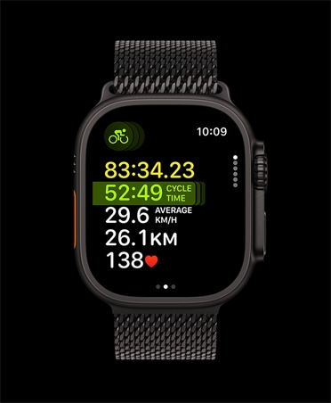 Apple Watch Ultra 3, μα?ρο χρ?μα, κ?σα απ? τιτ?νιο, Πολυαθλητικ? προπ?νηση, λουρ?κι, μα?ρο λουρ?κι Milanese Loop