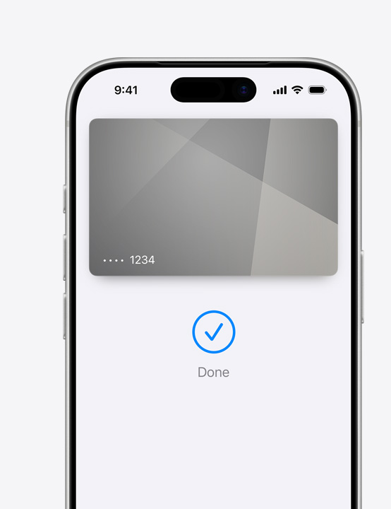 Egy Apple Pay szolgáltatásban használt Mastercard kártya egy részlegesen látszó iPhone kijelz?jén.