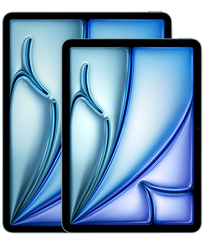 Skats no priek?as uz 13 collu iPad Air un 11 collu iPad Air, izce?ot izmēra at??irību.
