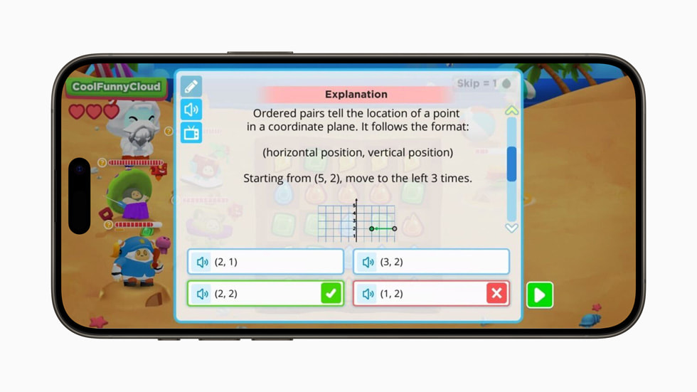 Un écran d’iPhone?15?Pro affiche l’explication d’un problème de mathématiques dans Boddle.