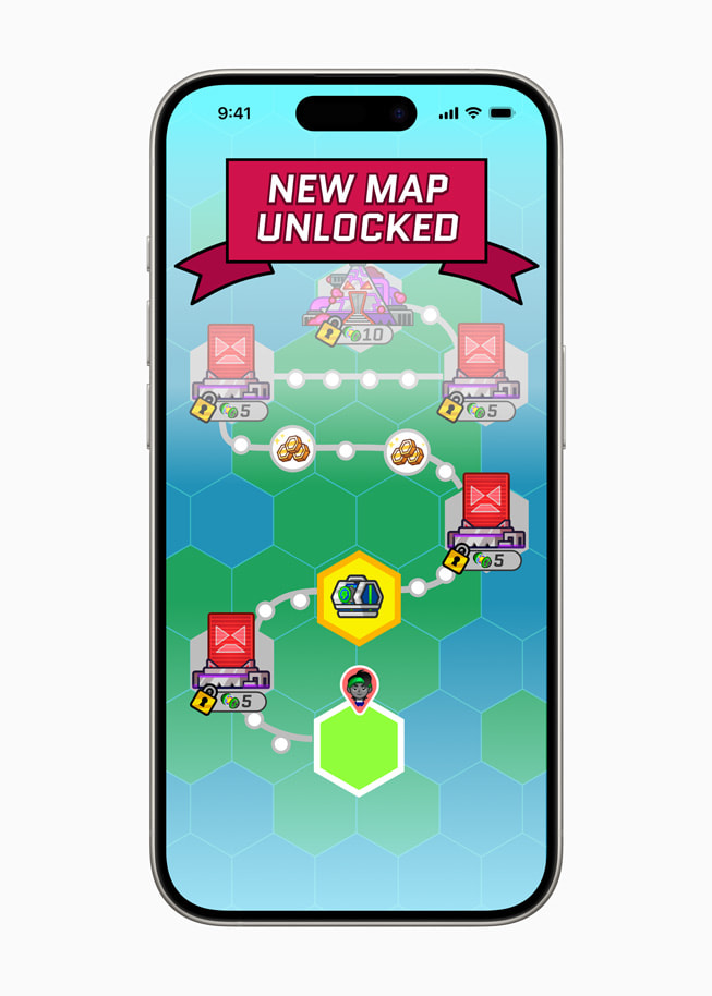 Un écran d’iPhone?15?Pro affiche une carte dans Run?Legends.