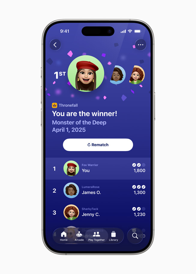 An Apple Games challenges screen shown on iPhone 16 Pro.