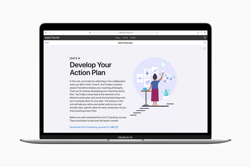 Aper?u de la page ??Développez votre plan d’action?? du programme Apple Learning Coach sur un MacBook?Air.