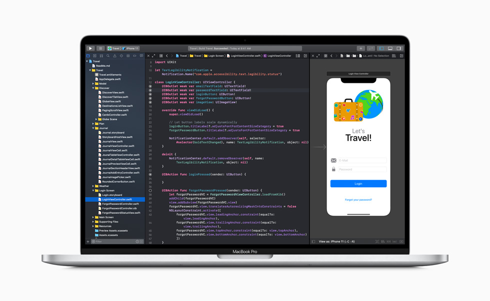 Xcode, affiché sur un MacBook?Pro.