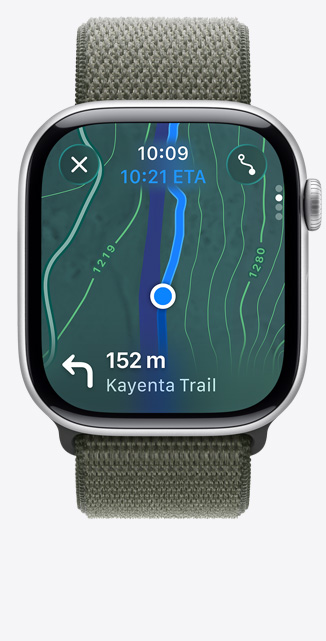 Apple Watch Series 11 wy?wietla ekran aplikacji Mapy i tras? w?drówki