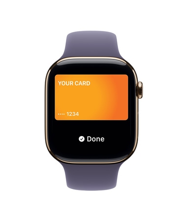 Apple Watch Series 11, culoare Auriu, carcas? din titan, Apple Pay, partea dreapt? exterioar?, Digital Crown, curea Sport Cea?? mov