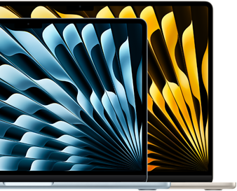 Dou? laptopuri MacBook Air ce arat? dimensiunile relative ale ecranelor: 13,6 inchi ?i 15,3 inchi, m?surate pe diagonal?