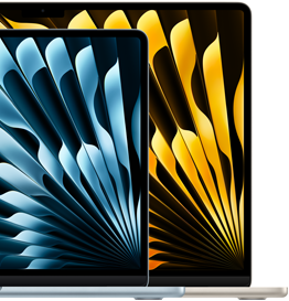 Dou? laptopuri MacBook Air ce arat? dimensiunile relative ale ecranelor: 13,6 inchi ?i 15,3 inchi, m?surate pe diagonal?