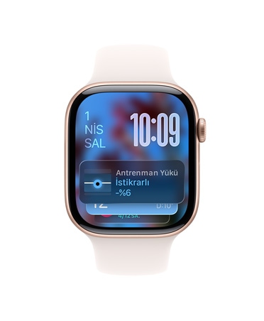 Apple Watch Series 11, roze alt?n rengi, alüminyum kasa, Ak?ll? Gruplama ipucu, bulut pembesi renkte Spor Kordon