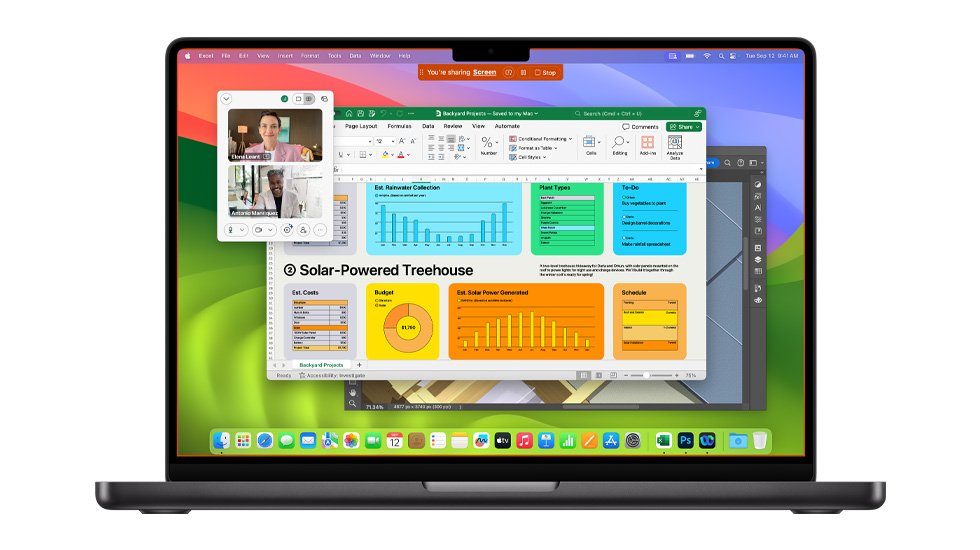  Zoom ve Excel dahil olmak üzere birka? a??k uygulamay? g?steren bir Mac ekran?.