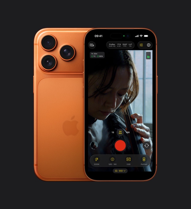 iPhone 17 Pro’nun ekran?nda ?ello ?alan bir kad?n?n videosunun ?ekildi?i g?rülüyor, ProRes RAW ?zelli?i vurgulan?yor