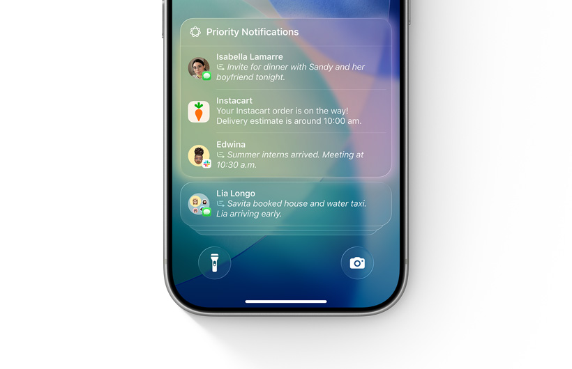 Lista powiadomień na iPhonie. Powiadomienia priorytetowe wyró?nione na górze stosu