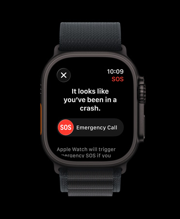 Apple Watch Ultra 3, μα?ρο χρ?μα, κ?σα απ? τιτ?νιο, γνωστοπο?ηση αν?χνευση? τροχα?ου, προτροπ? επε?γουσα? κλ?ση?, λουρ?κι Alpine Loop, μα?ρο χρ?μα