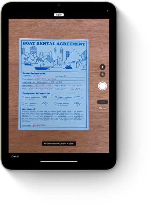 iPad mini som visar dokumentinl?sningsfunktionen i Anteckningar.
