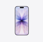 Lavendelfarvet iPhone 17 vist forfra, Dynamic Island ?verst i midten
